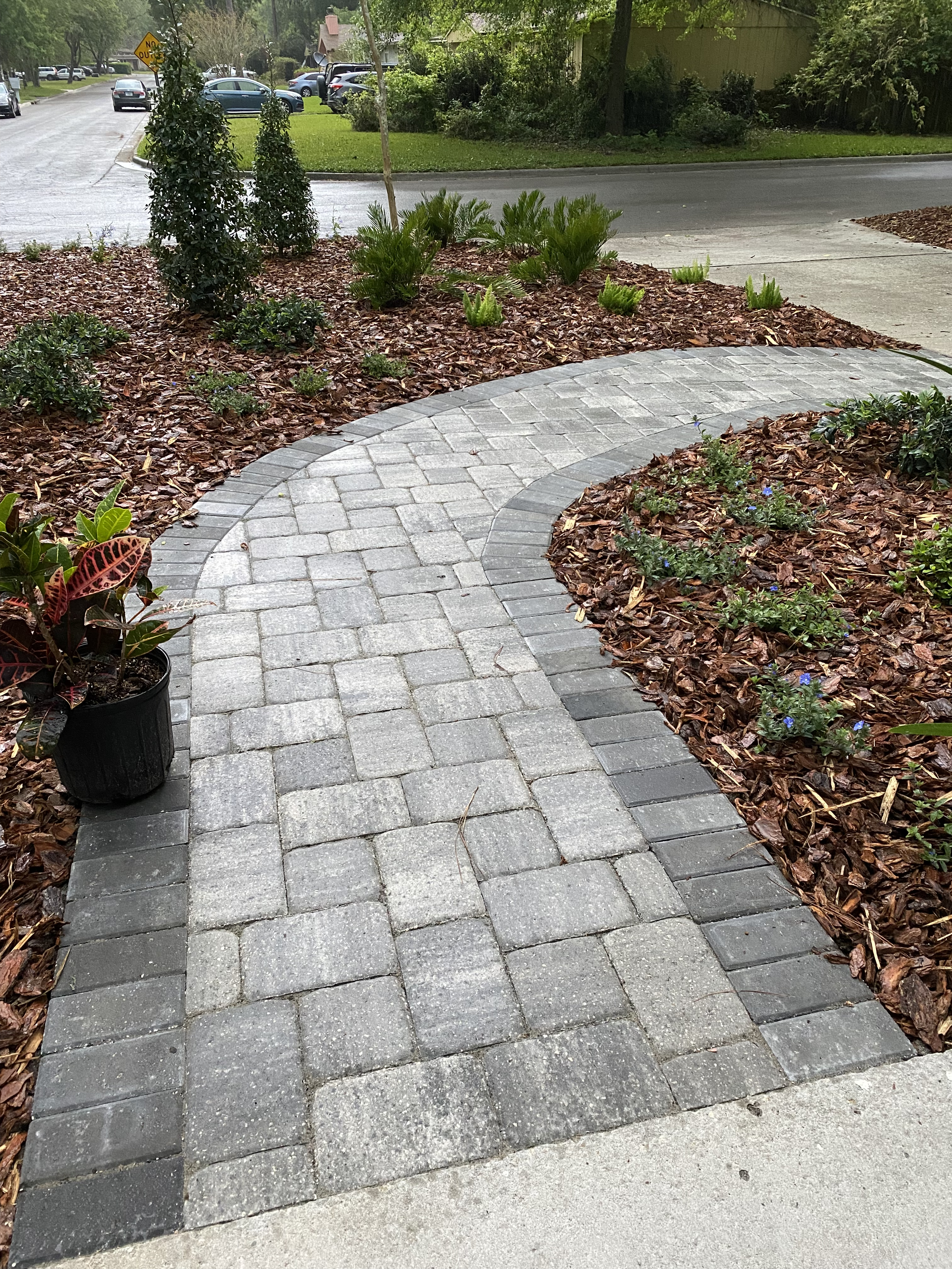 Simple wide paver entry walk, installed by Bella Vista Landscaping